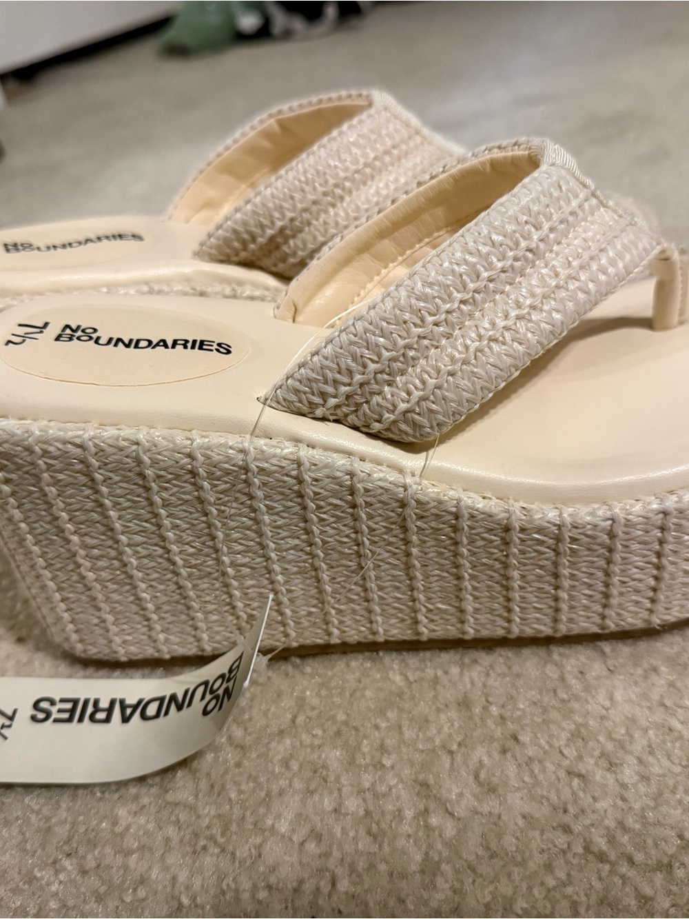 No Boundaries Cream Woven Platform Flip Flops